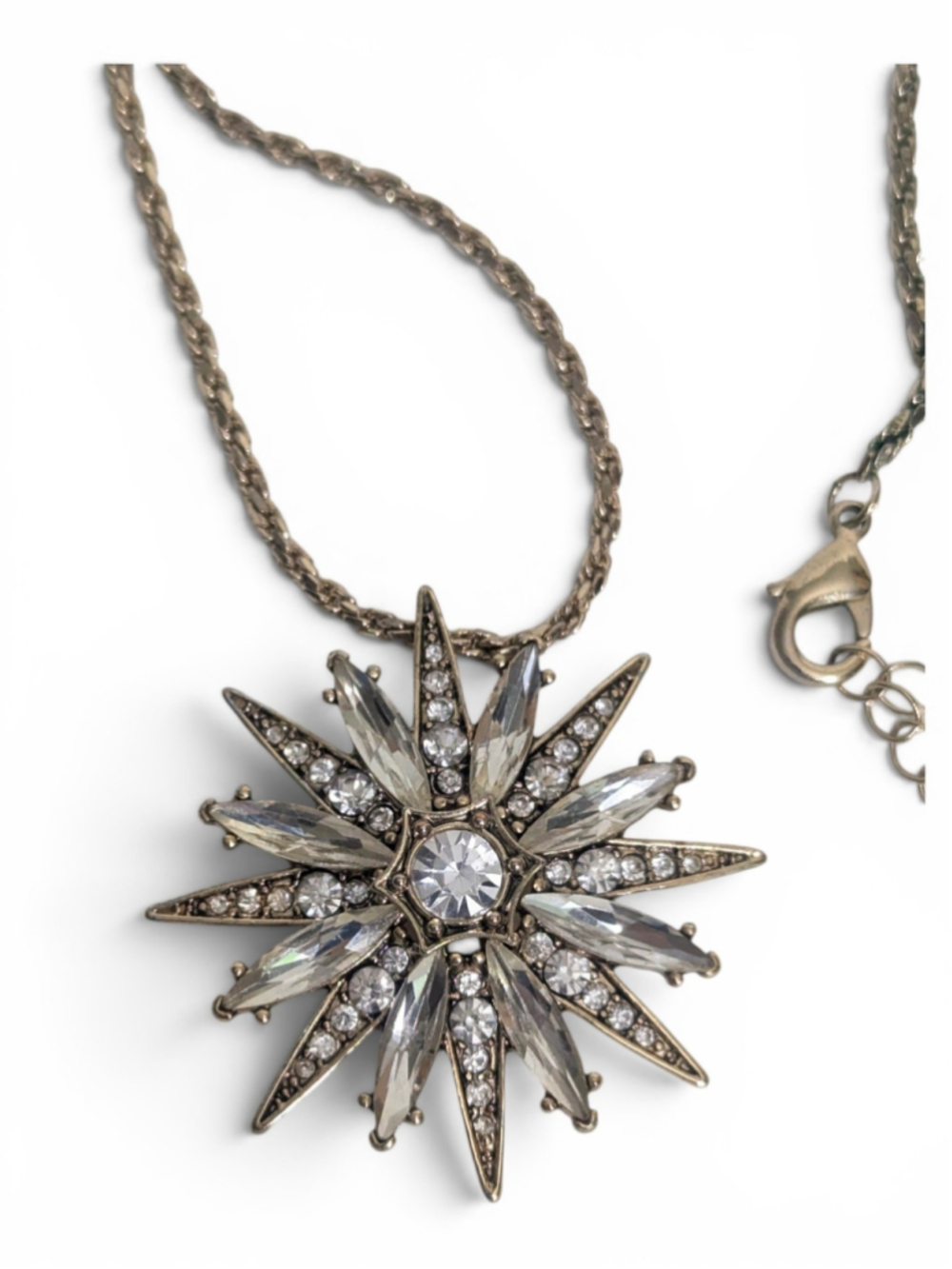 Rocksbox Starburst Pendant Necklace Gold Rhinestone